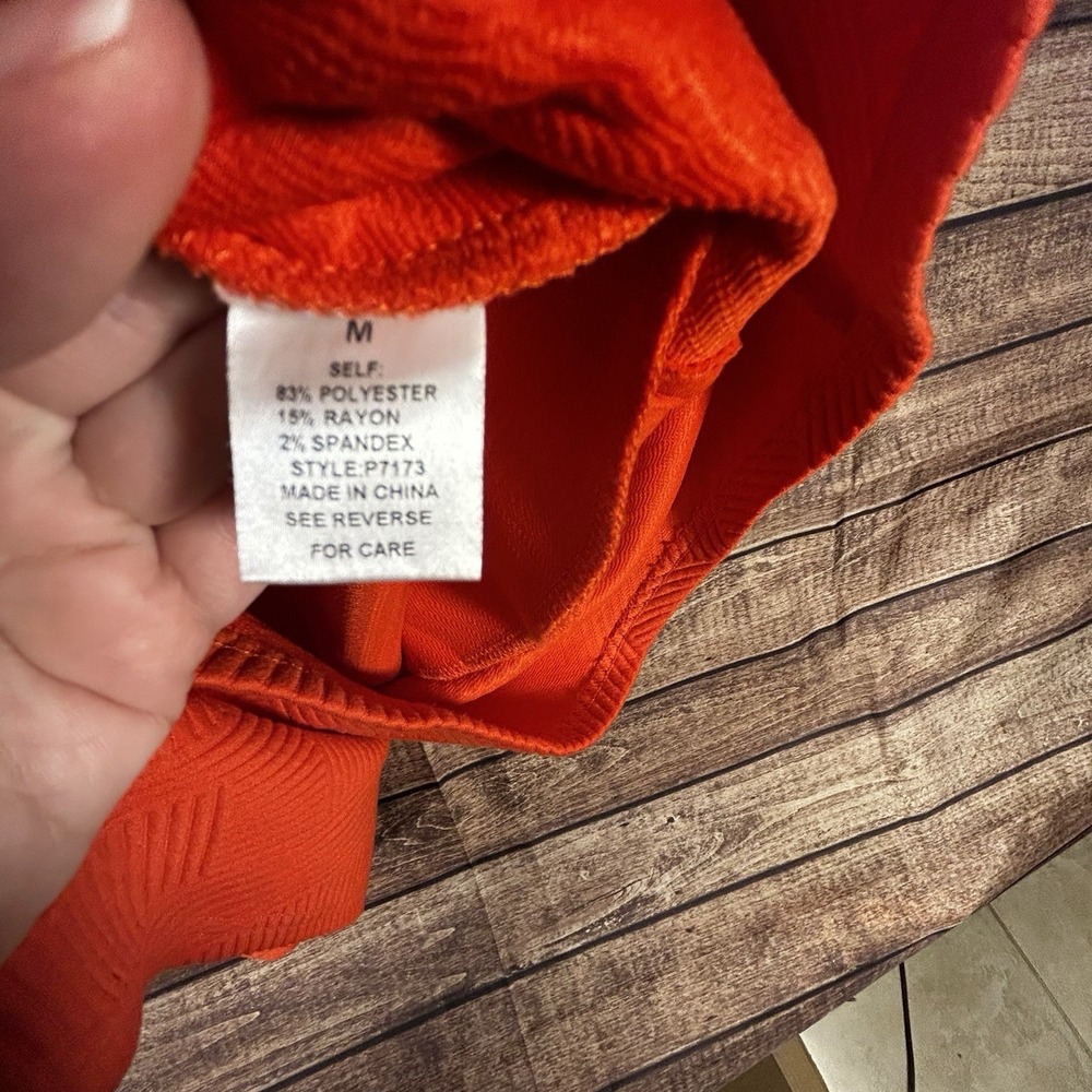 See and Be Seen Orange Textured Tie Strap Romper Shortalls Size M P7173 - Picture 7 of 8